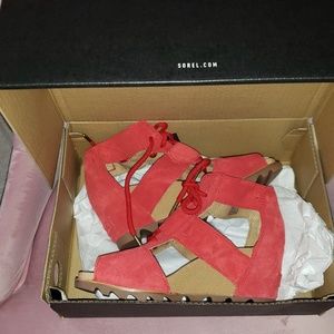 Sorel Red Sandal Wedges